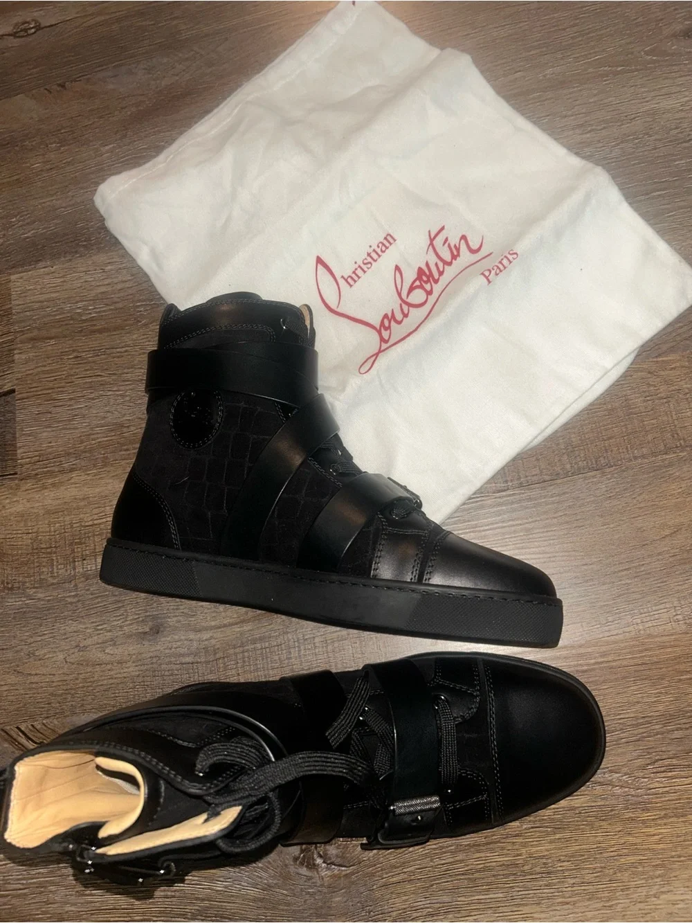 Men’s Black Strappy High-Top Sneakers